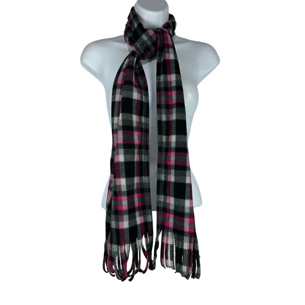 Women's Plaid Scarf with Tassels Gray/Pink/Black